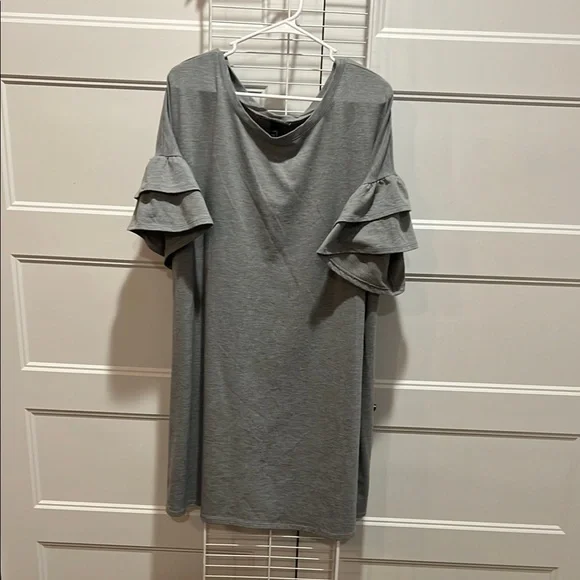 Lane Bryant | Dresses | Lane Bryant Gray Ruffle Sleeve Dress | Poshmark